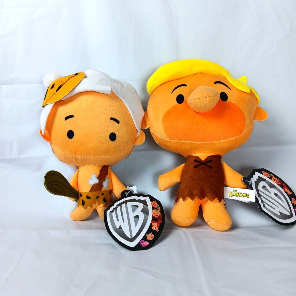 MB Flintstones Toy Factory Plush Dolls Barney & Bam Bam Lot of 2 Cartoon Plush